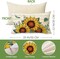 Sunflower Lumbar Pillow Cover 12x20 – Spring Summer Floral Eucalyptus Leaves Design, Farmhouse Rectangular Couch Cushion Case for Indoor Outdoor Decor